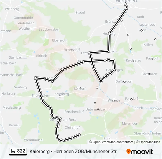822 Bus Line Map