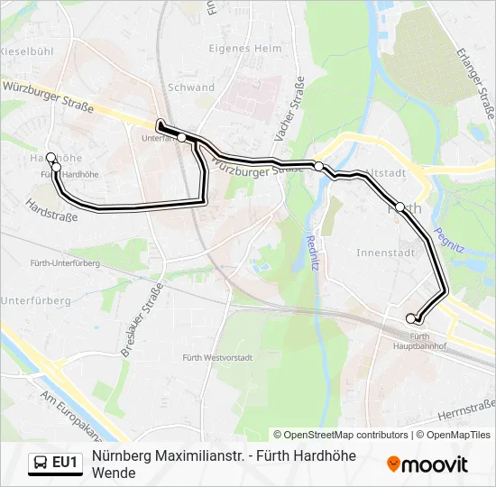 Автобус EU1: карта маршрута