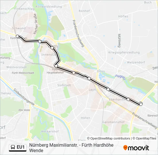 Автобус EU1: карта маршрута