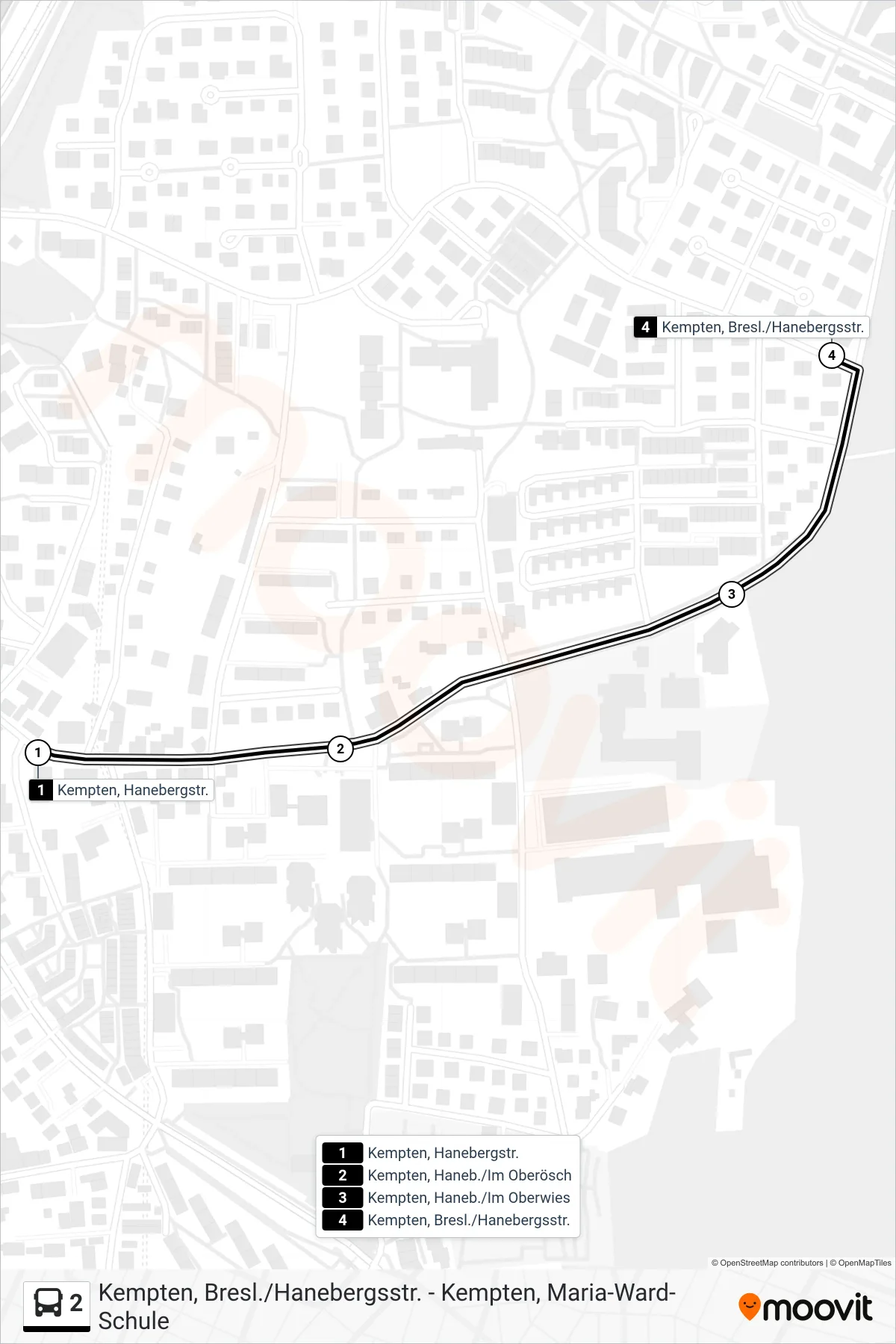 Linie 2 (Bus) Richtung Zentrum / Maria-Ward Direktkurs Ohne Hbf: Route und Haltestellen auf der Karte