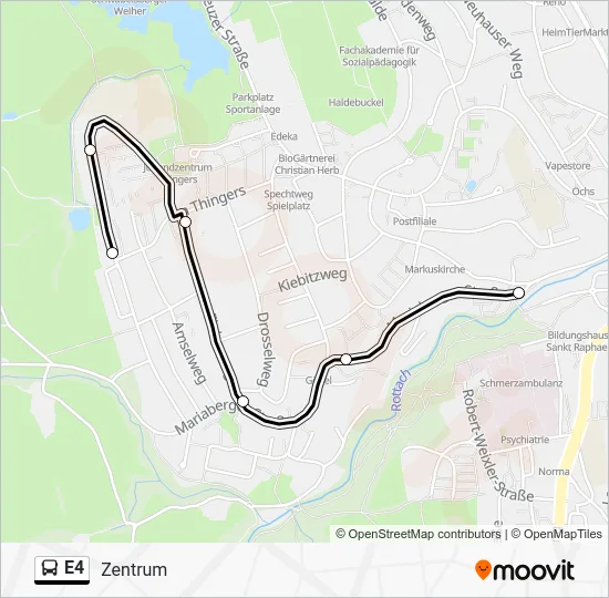 Автобус E4: карта маршрута