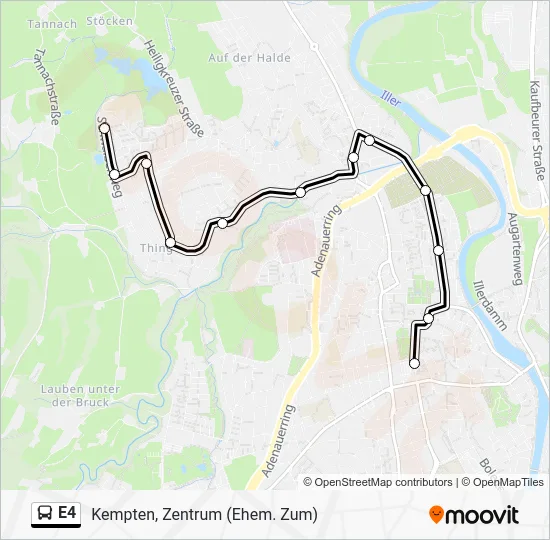 Автобус E4: карта маршрута