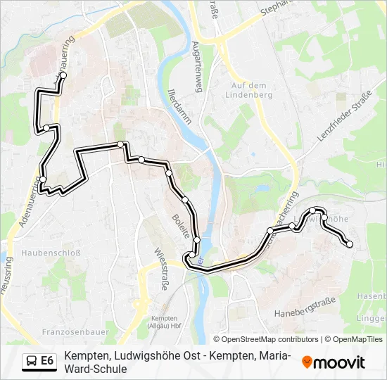 Автобус E6: карта маршрута