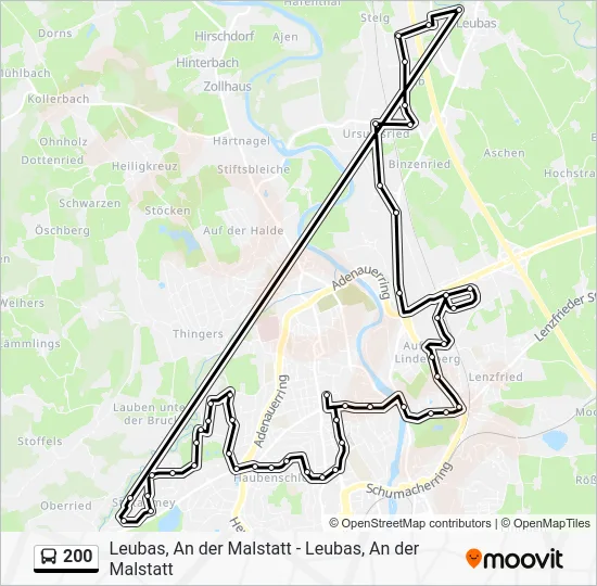 Автобус 200: карта маршрута