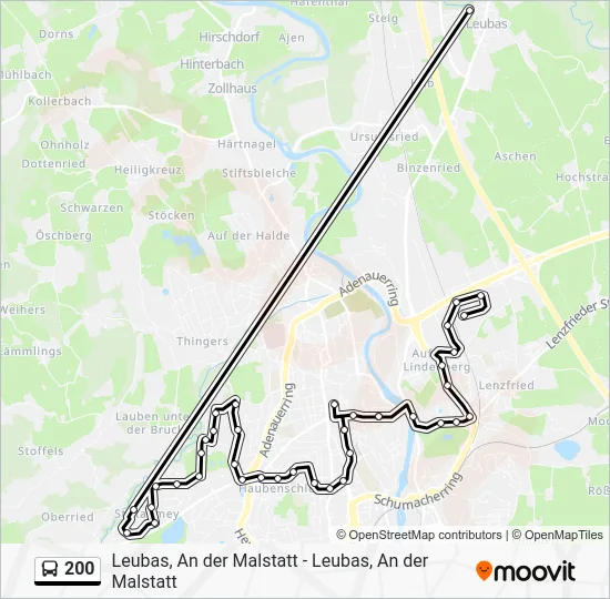 Автобус 200: карта маршрута