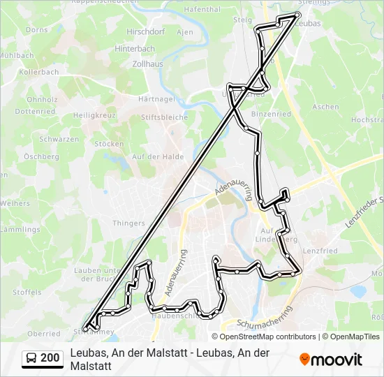 Автобус 200: карта маршрута