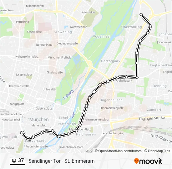 Трамвай 37: карта маршрута