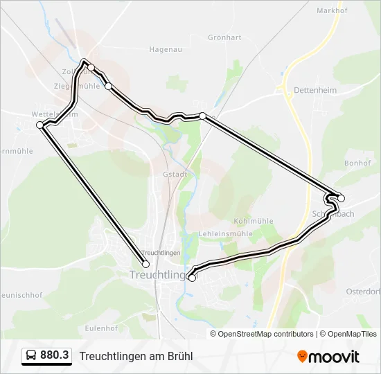 Автобус 880.3: карта маршрута