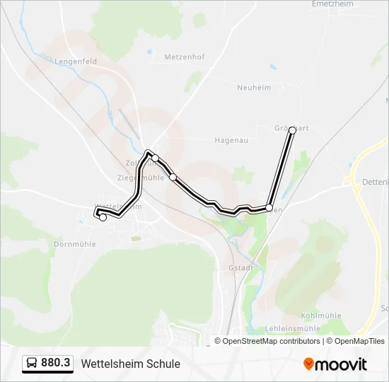 Автобус 880.3: карта маршрута