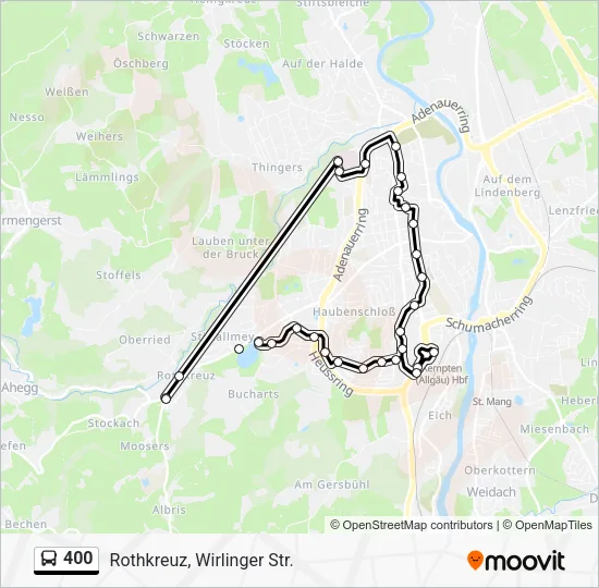 Автобус 400: карта маршрута