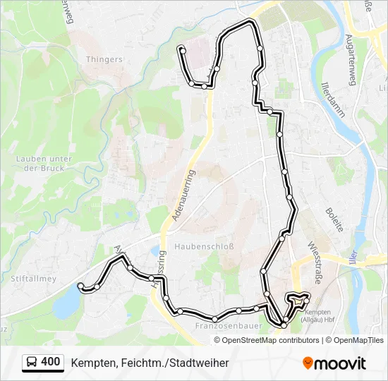 Автобус 400: карта маршрута