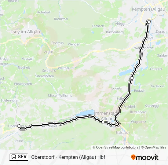 Автобус SEV: карта маршрута