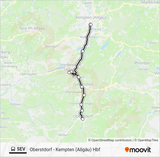 Автобус SEV: карта маршрута