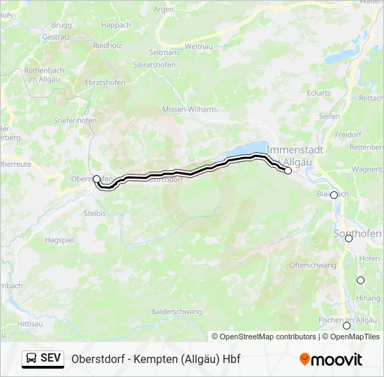 Автобус SEV: карта маршрута