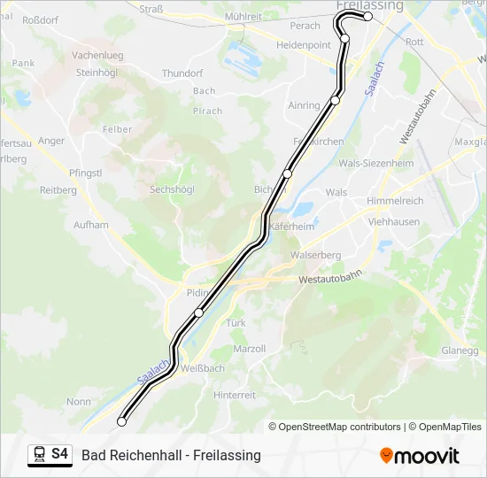 Поезд S4: карта маршрута