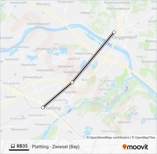 Автобус RB35: карта маршрута