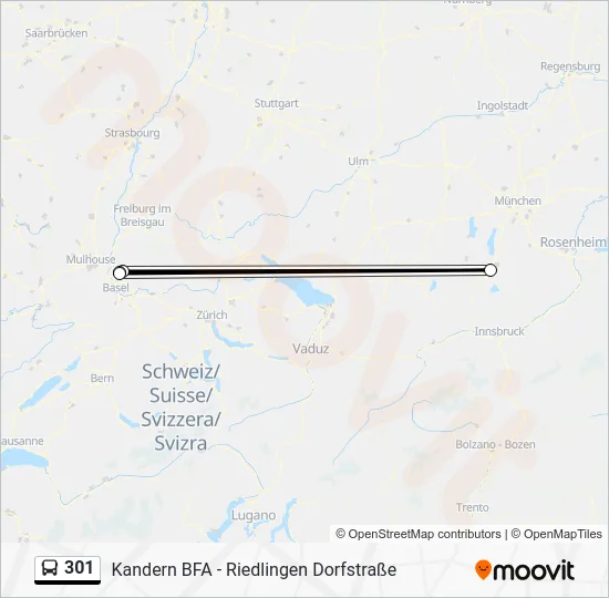 Автобус 301: карта маршрута