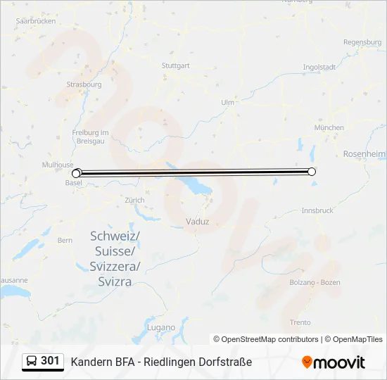 Автобус 301: карта маршрута