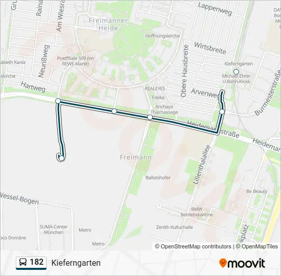 Автобус 182: карта маршрута
