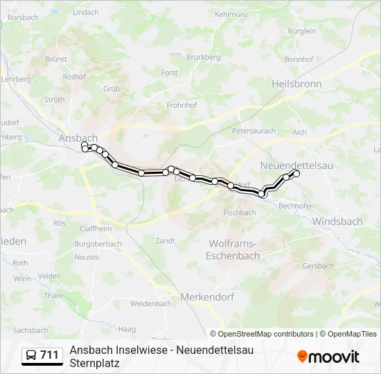 Автобус 711: карта маршрута