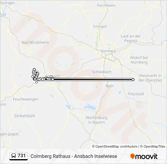 Автобус 731: карта маршрута