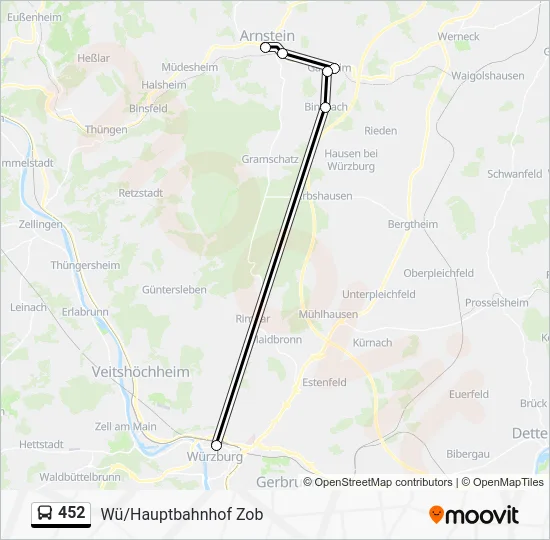 Автобус 452: карта маршрута