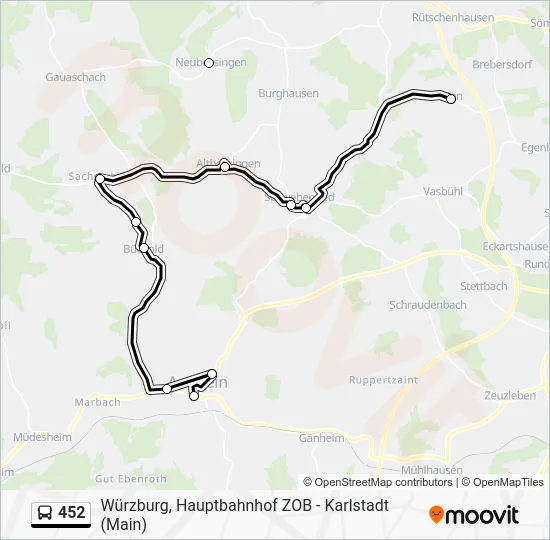Автобус 452: карта маршрута