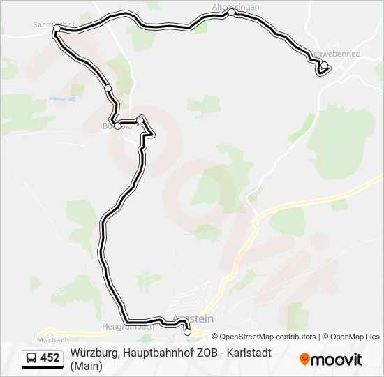 Автобус 452: карта маршрута