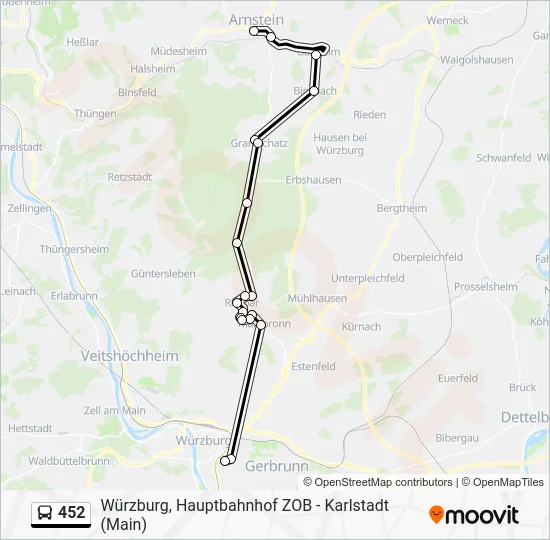 Автобус 452: карта маршрута