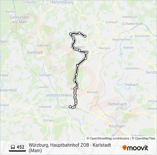 Автобус 452: карта маршрута