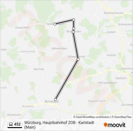 Автобус 452: карта маршрута