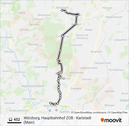 Автобус 452: карта маршрута