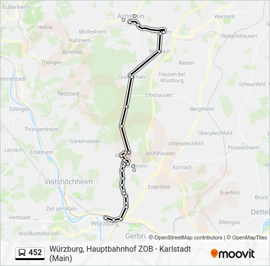 Автобус 452: карта маршрута