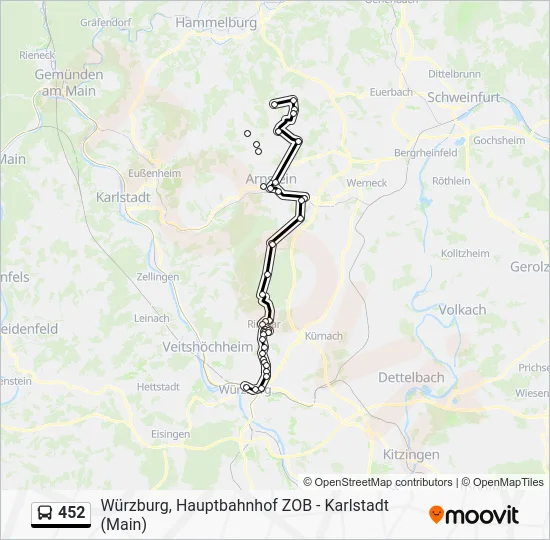 Автобус 452: карта маршрута