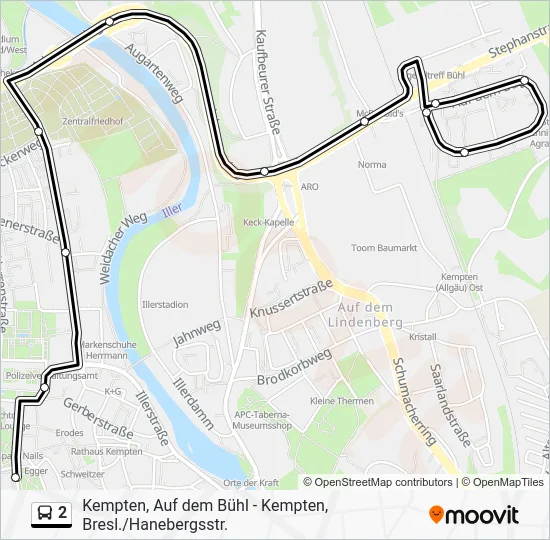 Автобус 2: карта маршрута
