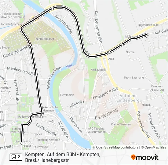 Автобус 2: карта маршрута