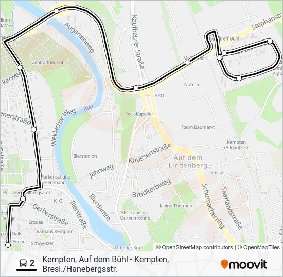 Автобус 2: карта маршрута