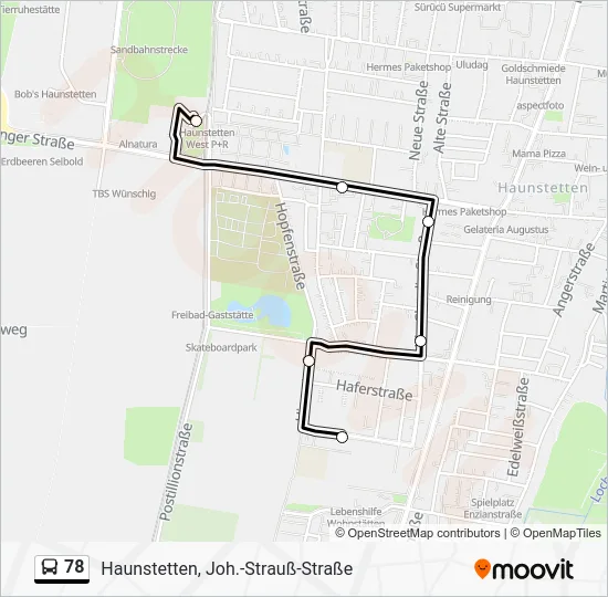 Автобус 78: карта маршрута