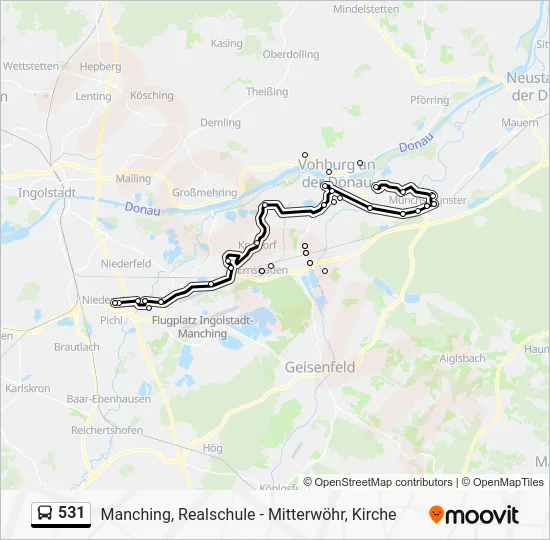 Автобус 531: карта маршрута