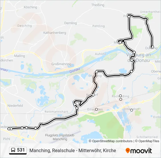Автобус 531: карта маршрута