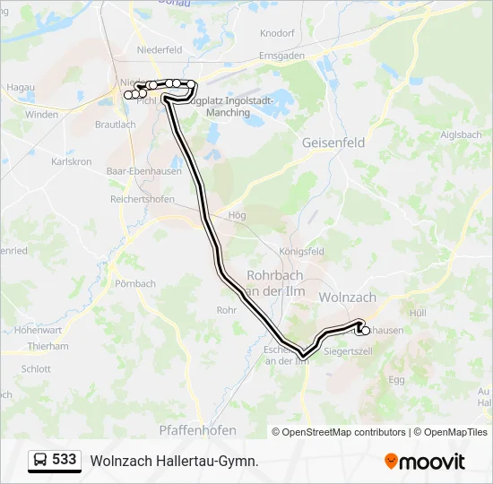 Автобус 533: карта маршрута