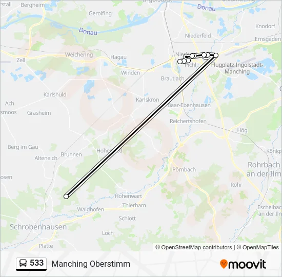 Автобус 533: карта маршрута