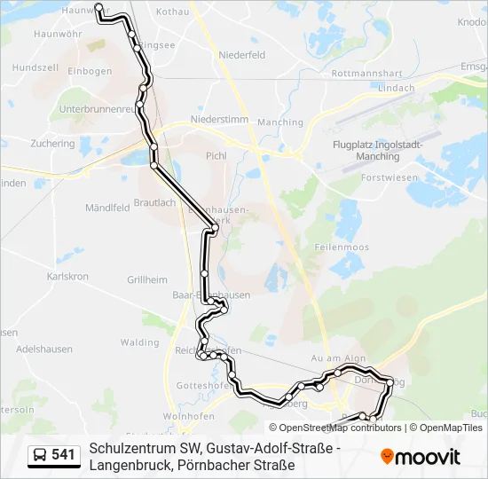 Автобус 541: карта маршрута