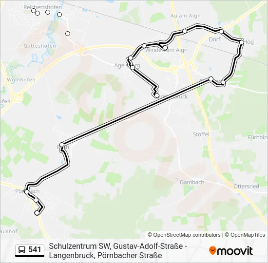 Автобус 541: карта маршрута