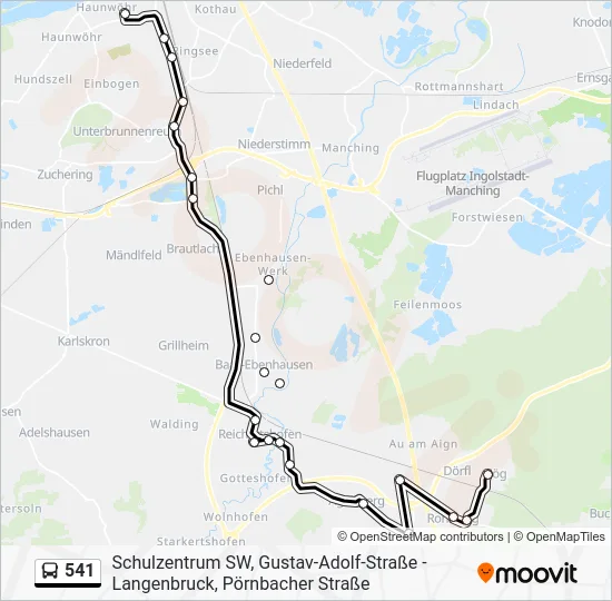 Автобус 541: карта маршрута