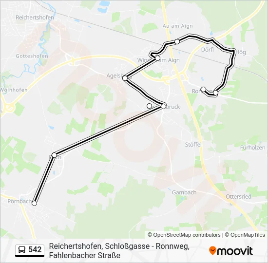 Автобус 542: карта маршрута