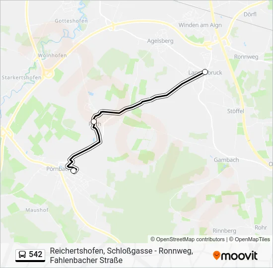 Автобус 542: карта маршрута