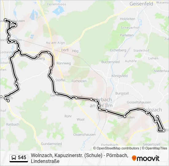 Автобус 545: карта маршрута