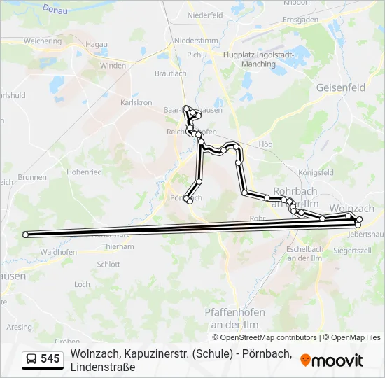 Автобус 545: карта маршрута