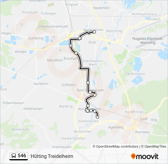 Автобус 546: карта маршрута